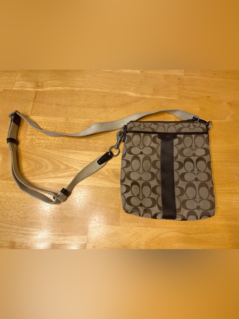 Coach Men's Signature Canvas Messenger in Brown and Tan
